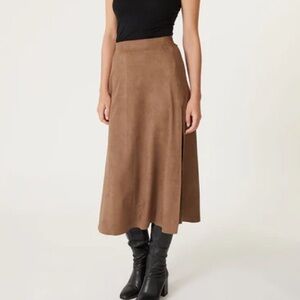 Level 99 Julia Faux Suede Midi skirt